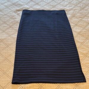 LOFT Dark Blue Striped Pencil Skirt